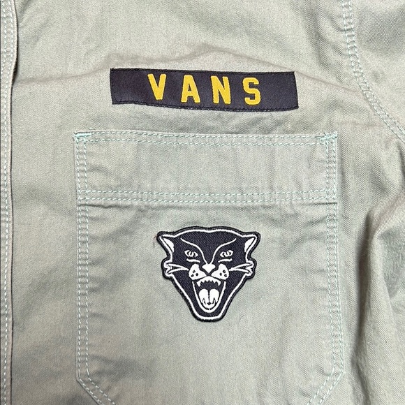 Vans military Green snap Button-Up long sleeve collared Shirt size medium - Picture 3 of 16